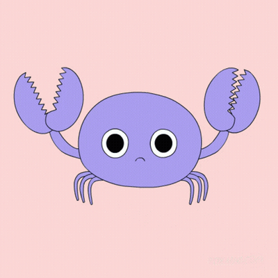 Sad Purple Crab On Pink Background GIF