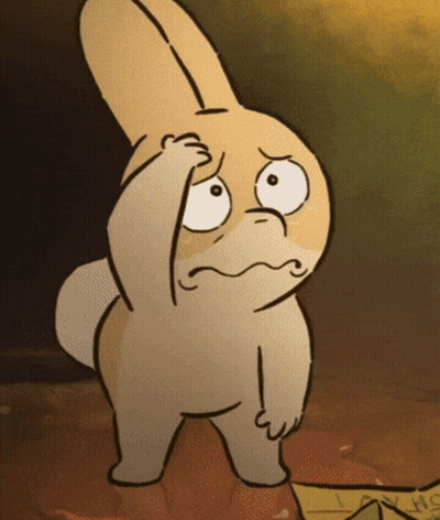 Sad Rabbit Standing Next To Bag Of Chips GIF