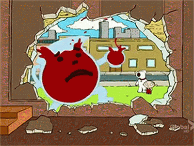 Sad Red Ball Coming Out Of Wall GIF
