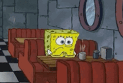 Sad Spongebob Alone In A Diner GIF