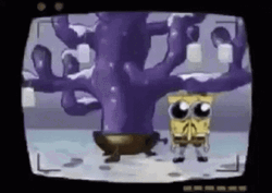 Sad Spongebob With Dead Tree GIF