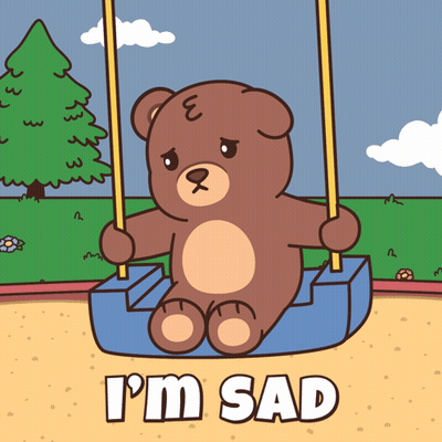 Sad Teddy Bear Sitting On Swing GIF