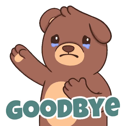 Sad Teddy Bear With Goodbye Text Sticker