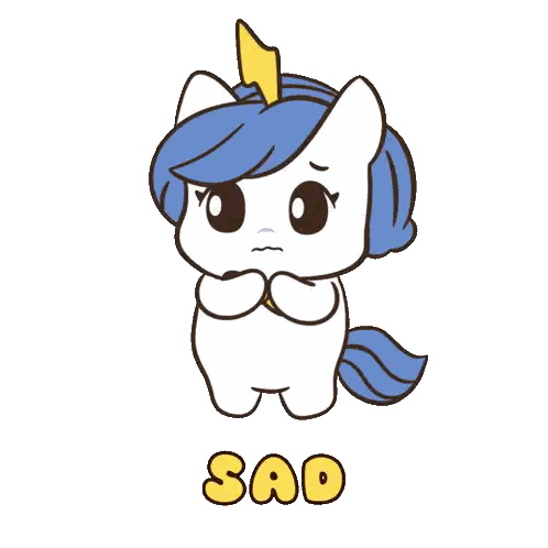 Sad Unicorn With Lightning Bolt Horn Sticker