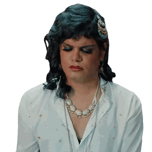 Sad Woman In White Shirt And Necklace Sticker