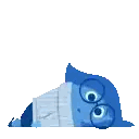 Sadness Is A Cartoon Character From Inside Out Wearing Glasses And A Sweater . Sticker