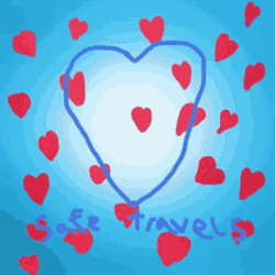 Safe Travels Bubbly Heart Moving Sketch GIF