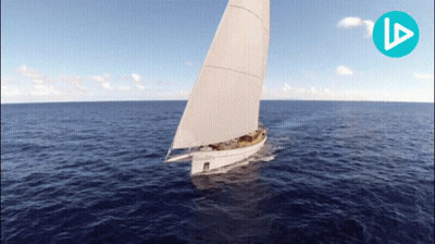 Sailboat In Ocean With Play Button GIF
