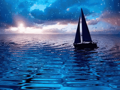 Sailboat In Water At Night GIF