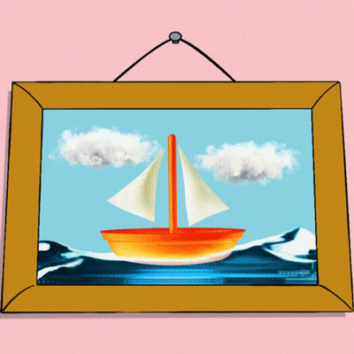 Sailboat With Clouds In The Sky GIF
