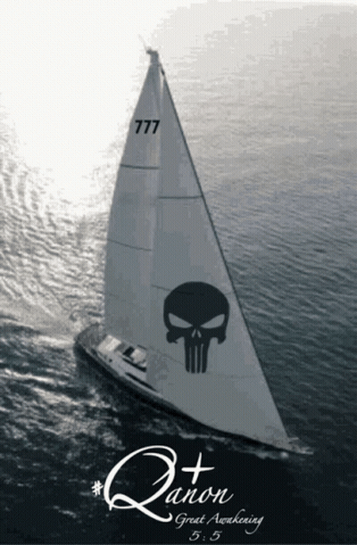 Sailboat With Number 777 On Sails GIF