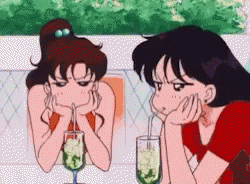 Sailor Jupiter And Mars Drinking Beverage  GIF