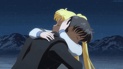 Sailor Moon And Tuxedo Mask Embrace After Kiss GIF