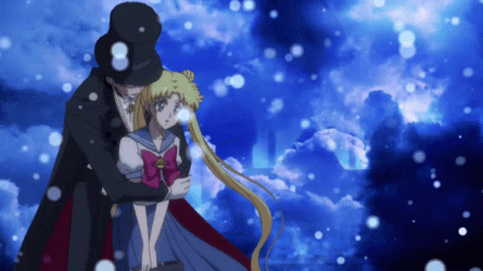 Sailor Moon And Tuxedo Mask Hugging After Kiss GIF