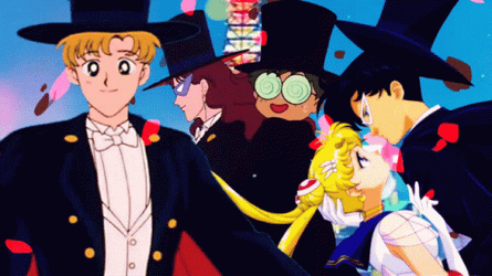 Sailor Moon And Tuxedo Mask Kiss GIF