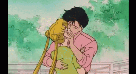 Sailor Moon And Tuxedo Mask Kiss Wide Eyes GIF