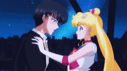 Sailor Moon And Tuxedo Mask Kiss With Bubbles GIF