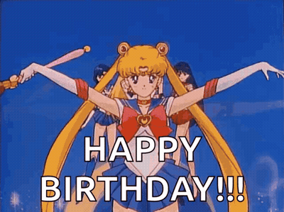 Sailor Moon Characters Saying Happy Birthday GIF