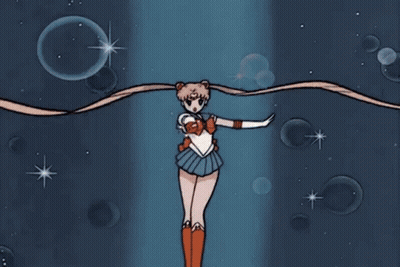 Sailor Moon Flying Holding Lightning Bolt GIF