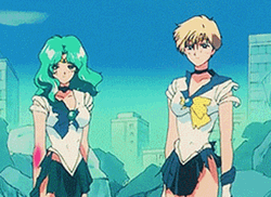 Sailor Neptune And Sailor Uranus After Battle GIF