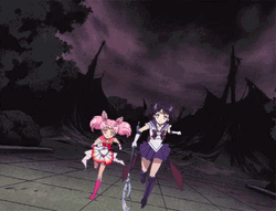 Sailor Saturn Hotaru Tomoe Chibiusa Running  GIF