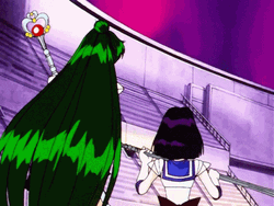Sailor Saturn Hotaru Tomoe Sailor Pluto Looking Back GIF