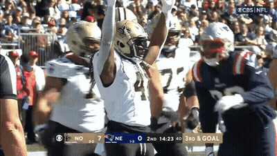 Saints Player Number 4 Celebrating Touchdown Against Patriots GIF