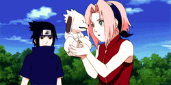 Sakura Haruno Holding Akamaru GIF