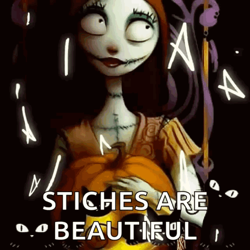 Sally Nightmare Before Christmas Pumpkin Stitches Are Beautiful GIF