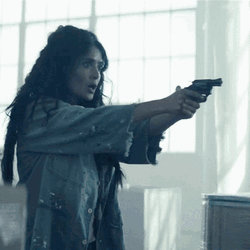 Salma Hayek Pulling The Trigger GIF
