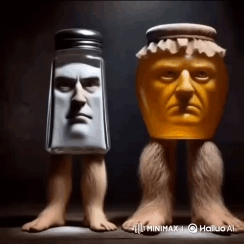 Salt And Pepper Shaker And Jar With Faces GIF