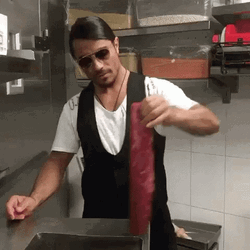 Salt Bae Checking The Meat Quality GIF