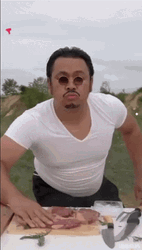 Salt Bae Parody Cooking Steak GIF