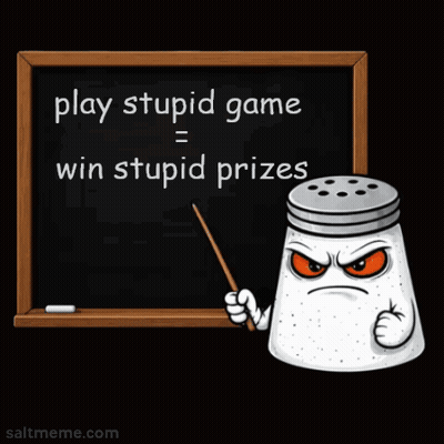 Salt Shaker Pointing At Blackboard Play Stupid Game Win Stupid Prizes GIF