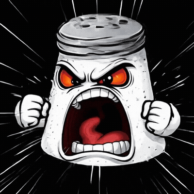 Salt Shaker With Angry Face And Red Tongue GIF