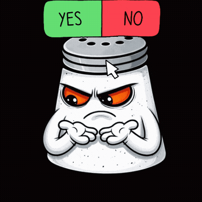 Salt Shaker With Angry Face And Yes No Button GIF