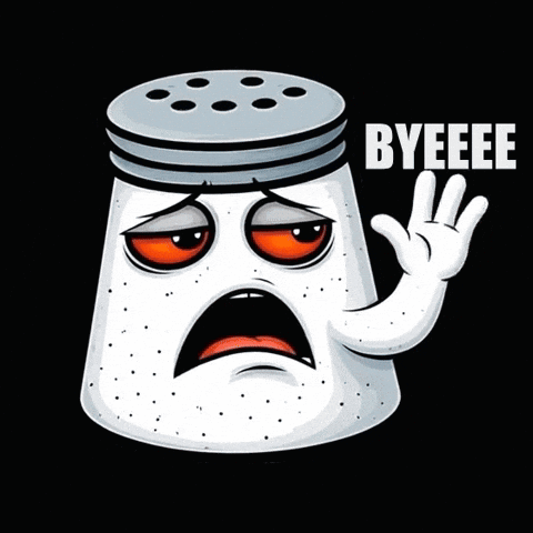 Salt Shaker With Sad Face And Byeeee GIF