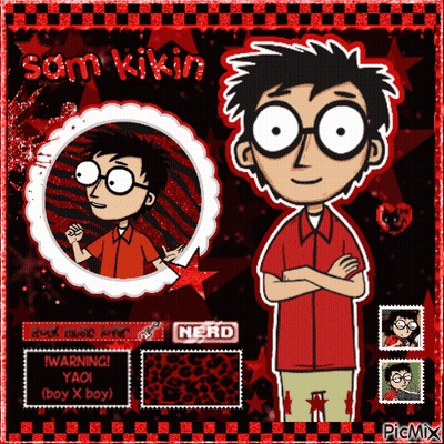 Sam Kikin In Red Shirt And Glasses GIF