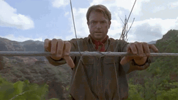 Sam Neil Electrocuted By Holding Live Wire GIF