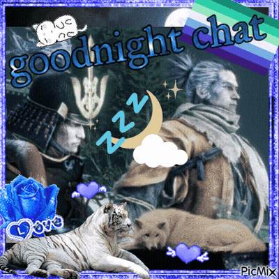 Samurai And Tiger Saying Goodnight Chat GIF