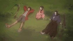 Samurai Champloo Crew Lounging Grass Hill GIF