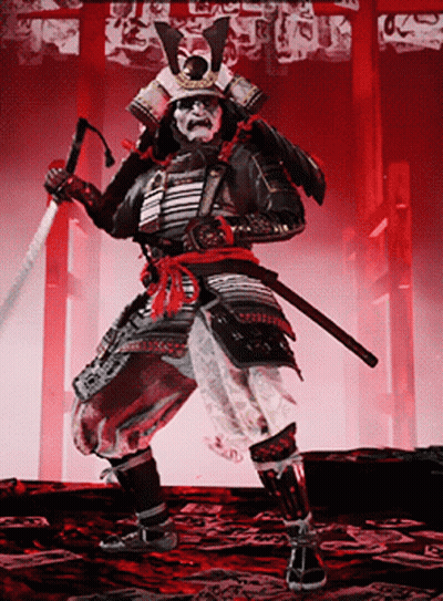 Samurai Holding Sword And Spear GIF