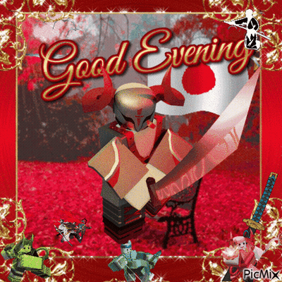 Samurai Holding Sword Saying Good Evening GIF