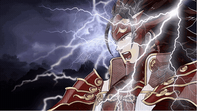 Samurai With Lightning From Head GIF