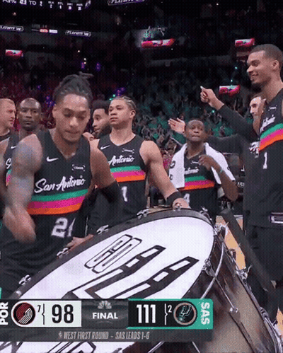 San Antonio Basketball Player Playing Drum GIF