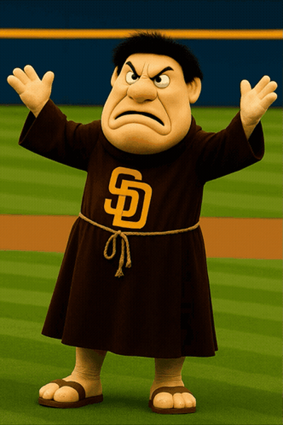 San Diego Padres Mascot Arms Outstretched On Field GIF
