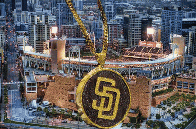 San Diego Padres Necklace In Front Of Petco Park GIF