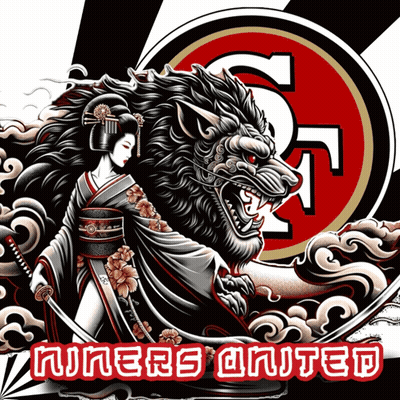 San Francisco 49Ers Logo With Geisha And Wolf GIF