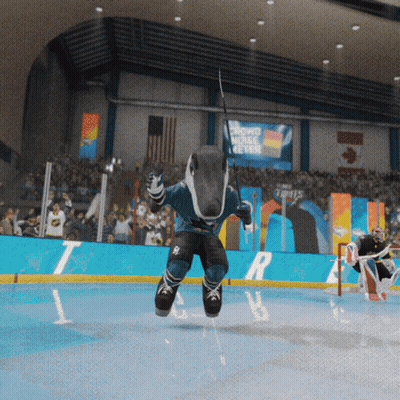 San Jose Sharks Mascot Jumping In Air GIF