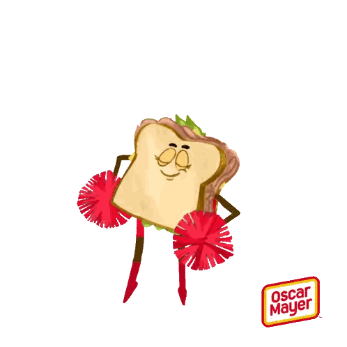 Sandwich Cheerleader With Red Pom Poms Sticker